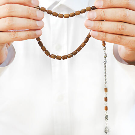 Kararmaz Metal Arnavut Zincir Püsküllü Uçlu Kapsül Kesim Kahverengi Kuka Tesbih