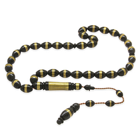 Sistemli Pirinç Sarmal Arpa Kesim Siyah Kuka Tesbih