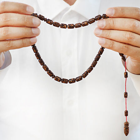 Sistemli Kapsül Kesim Kahverengi Kokulu Tarçın Ağacı Tesbih