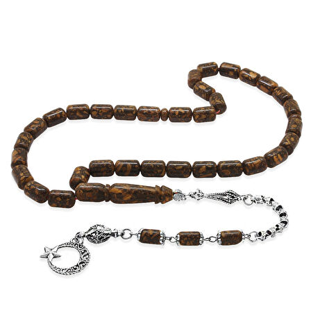 Kararmaz Metal Püsküllü Kapsül Kesim Kahverengi Kokulu Tarçın Ağacı Tesbih