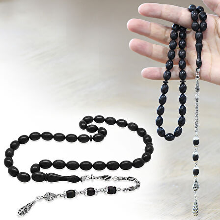 Kararmaz Metal Kral Zincir Püsküllü Özel Kesim Abanoz Ağacı Tesbih