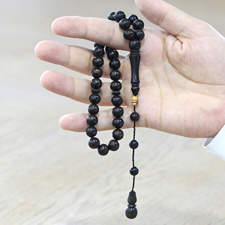 Sistemli Küre Kesim Abanoz Ağacı Tesbih