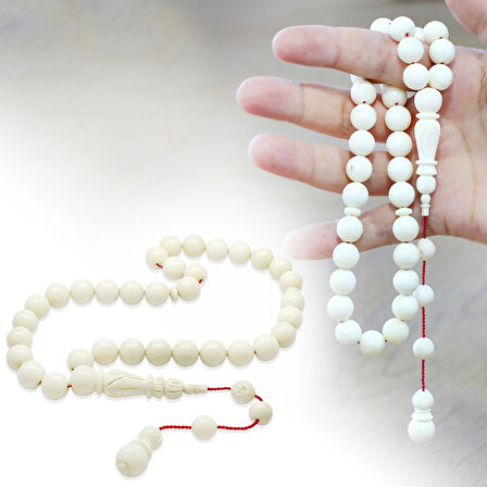 Sistemli İmame ve Hitamesi İşçilikli Küre Kesim Deve Kemiği Tesbih