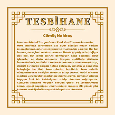 925 Ayar Gümüş Nakkaş İmameli Sistemli Oltu Taşı Tesbih Yılan Ağacı Dolgulu Uçlu Kapsül Kesim