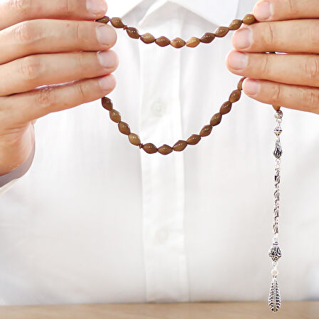 Kuka Tesbih - Kararmaz Metal Kral Püsküllü - Kahverengi - Arpa Kesim