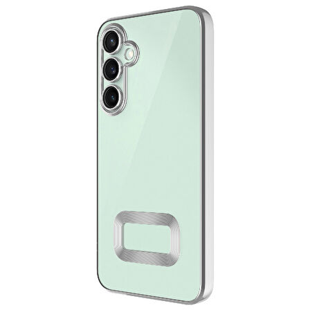 Samsung Galaxy A56 Kılıf Logo Yeri Açık Kamera Lens Korumalı Renkli Kenarlı Şeffaf Silikon