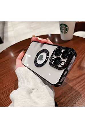 Samsung Galaxy S24 FE Kılıf Logo Yeri Açık Kamera Lens Korumalı Renkli Kenarlı Şeffaf Silikon