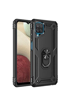 Samsung Galaxy M22 Kılıf Yüzüklü Standli Tank Kapak