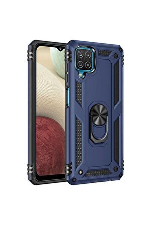 Samsung Galaxy M22 Kılıf Yüzüklü Standli Tank Kapak