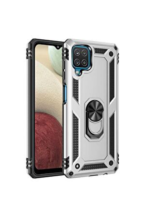 Samsung Galaxy M22 Kılıf Yüzüklü Standli Tank Kapak