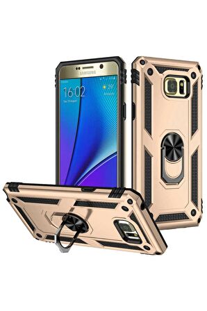 Samsung Galaxy Note 5 Kılıf Yüzüklü Standli Tank Kapak