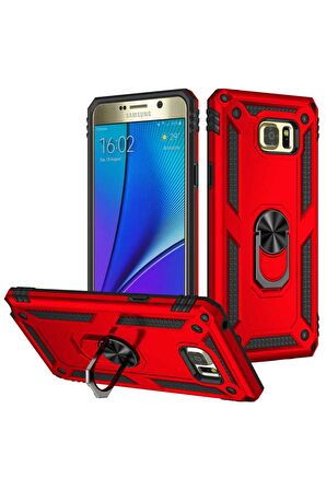 Samsung Galaxy Note 5 Kılıf Yüzüklü Standli Tank Kapak