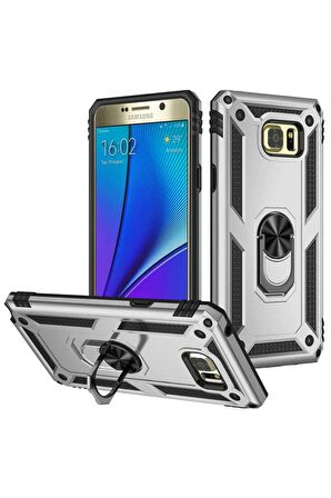 Samsung Galaxy Note 5 Kılıf Yüzüklü Standli Tank Kapak