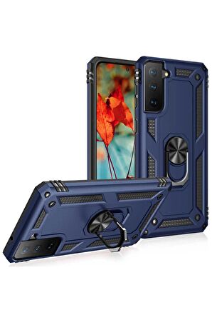 Samsung Galaxy S21 FE Kılıf Yüzüklü Standli Tank Kapak