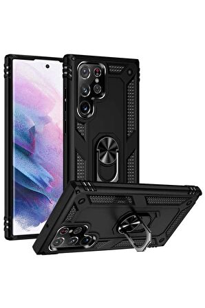 Samsung Galaxy S22 Ultra Kılıf Yüzüklü Standli Tank Kapak