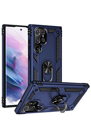 Samsung Galaxy S22 Ultra Kılıf Yüzüklü Standli Tank Kapak