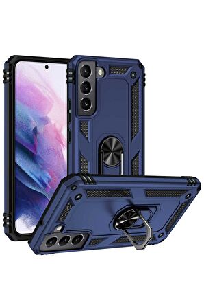 Samsung Galaxy S22 Kılıf Yüzüklü Standli Tank Kapak