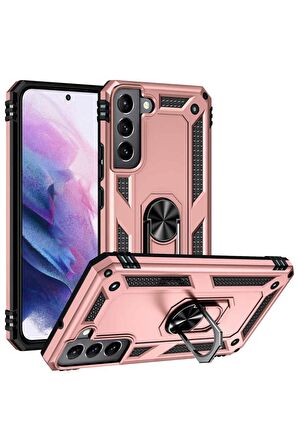 Samsung Galaxy S22 Kılıf Yüzüklü Standli Tank Kapak