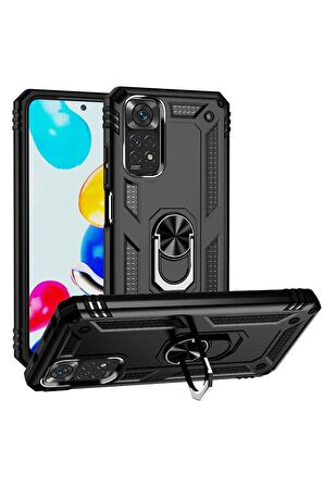 Xiaomi Redmi Note 11 Global Kılıf Yüzüklü Standli Tank Kapak