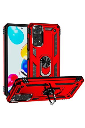 Xiaomi Redmi Note 11 Global Kılıf Yüzüklü Standli Tank Kapak