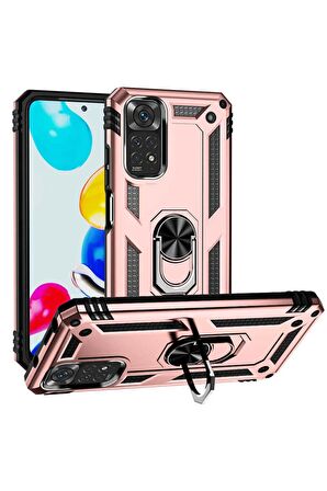 Xiaomi Redmi Note 11 Global Kılıf Yüzüklü Standli Tank Kapak