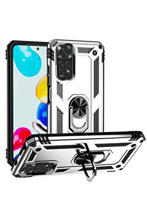 Xiaomi Redmi Note 11 Global Kılıf Yüzüklü Standli Tank Kapak