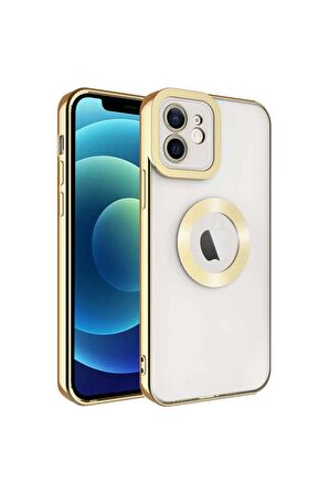 Apple iPhone 11 Kılıf Logo Yeri Açık Kamera Lens Korumalı Renkli Kenarlı Şeffaf Silikon