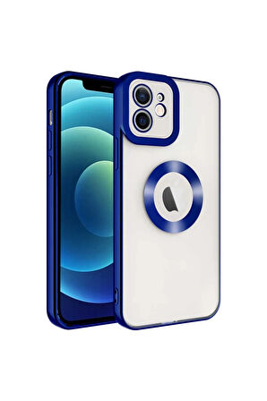 Apple iPhone 12 MiNi Kılıf Logo Yeri Açık Kamera Lens Korumalı Renkli Kenarlı Şeffaf Silikon