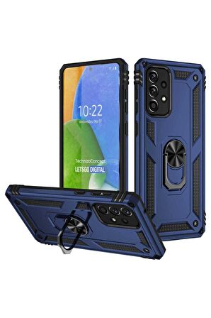 Samsung Galaxy A73 Kılıf Yüzüklü Standli Tank Kapak