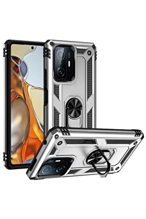 Xiaomi Mi 11T 5G Kılıf Yüzüklü Standli Tank Kapak