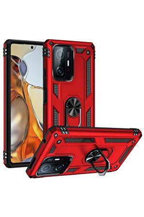 Xiaomi Mi 11T 5G Kılıf Yüzüklü Standli Tank Kapak
