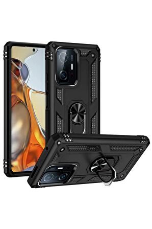 Xiaomi Mi 11T Pro 5G Kılıf Yüzüklü Standli Tank Kapak