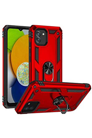Samsung Galaxy A03 Kılıf Yüzüklü Standli Tank Kapak