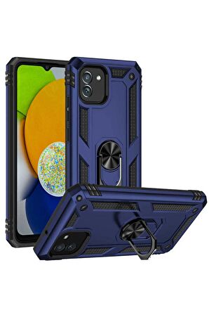Samsung Galaxy A03 Kılıf Yüzüklü Standli Tank Kapak