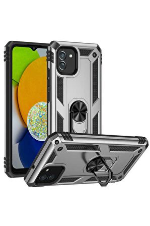 Samsung Galaxy A03 Kılıf Yüzüklü Standli Tank Kapak