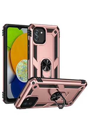 Samsung Galaxy A03 Kılıf Yüzüklü Standli Tank Kapak