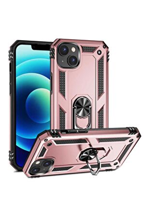 Apple iPhone 14 Kılıf Yüzüklü Standli Tank Kapak