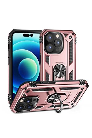 Apple iPhone 14 Pro Kılıf Yüzüklü Standli Tank Kapak