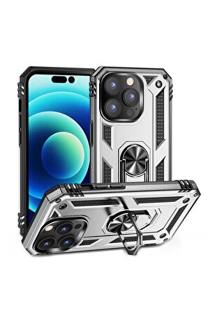 Apple iPhone 14 Pro Max Kılıf Yüzüklü Standli Tank Kapak