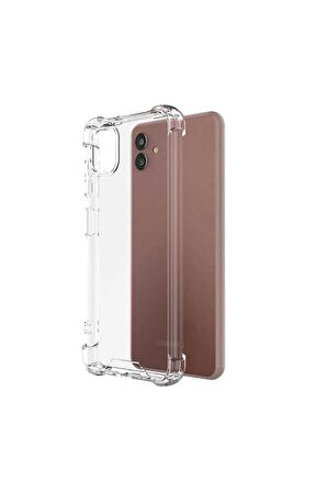 Samsung Galaxy A04 Kılıf Anti Şok Köşe Korumalı Şeffaf Silikon