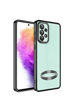 Samsung Galaxy A32 4G Kılıf Logo Yeri Açık Kamera Lens Korumalı Renkli Kenarlı Şeffaf Silikon
