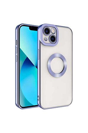 Apple iPhone 13 Kılıf Logo Yeri Açık Kamera Lens Korumalı Renkli Kenarlı Şeffaf Silikon