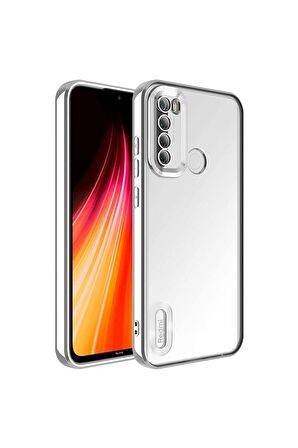 Xiaomi Redmi Note 8 Kılıf Logo Yeri Açık Kamera Lens Korumalı Renkli Kenarlı Şeffaf Silikon