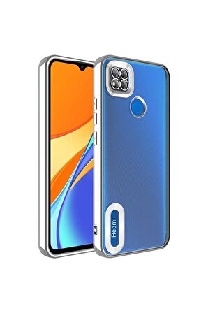 Xiaomi Redmi 9C Kılıf Logo Yeri Açık Kamera Lens Korumalı Renkli Kenarlı Şeffaf Silikon