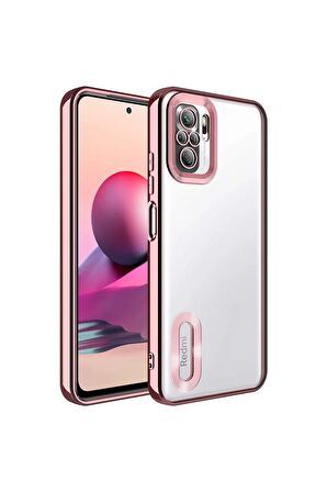 Xiaomi Redmi Note 10 Kılıf Logo Yeri Açık Kamera Lens Korumalı Renkli Kenarlı Şeffaf Silikon