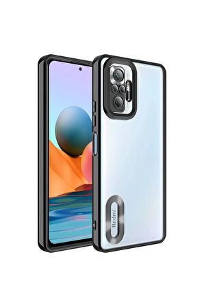 Xiaomi Redmi Note 10 Pro Kılıf Logo Yeri Açık Kamera Lens Korumalı Renkli Kenarlı Şeffaf Silikon