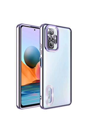 Xiaomi Redmi Note 10 Pro Kılıf Logo Yeri Açık Kamera Lens Korumalı Renkli Kenarlı Şeffaf Silikon