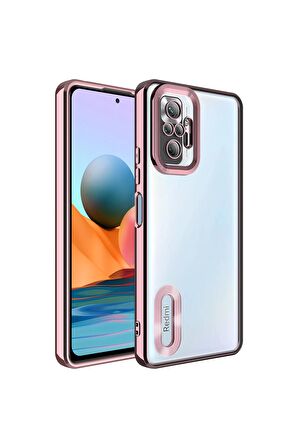 Xiaomi Redmi Note 10 Pro Kılıf Logo Yeri Açık Kamera Lens Korumalı Renkli Kenarlı Şeffaf Silikon