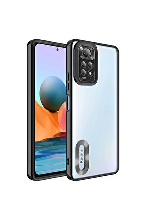 Xiaomi Redmi Note 11 Global Kılıf Logo Yeri Açık Kamera Lens Korumalı Renkli Kenarlı Şeffaf Silikon