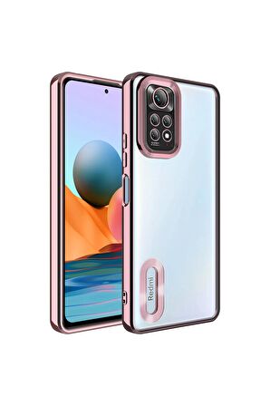 Xiaomi Redmi Note 11 Global Kılıf Logo Yeri Açık Kamera Lens Korumalı Renkli Kenarlı Şeffaf Silikon